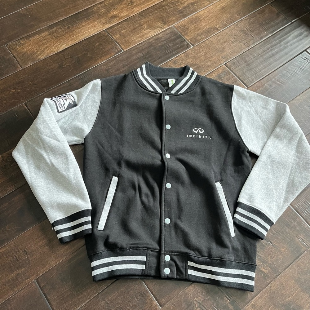 Black and Gray Infiniti branded Varsity Sweatshirt Jacket